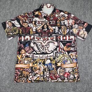 Alabama Crimson Tide Shirt Mens XL Multi Color AOP Graphic Button Up ART